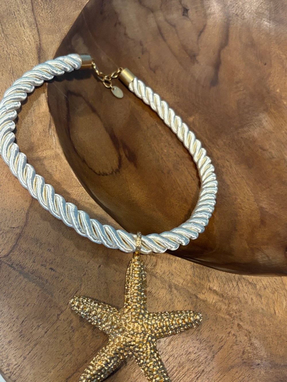 Zara Gold Starfish Pendant on Cream Twisted Cord - Picture 10 of 12